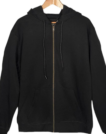 Organic Cotton Zip-Up Hoodie – Black